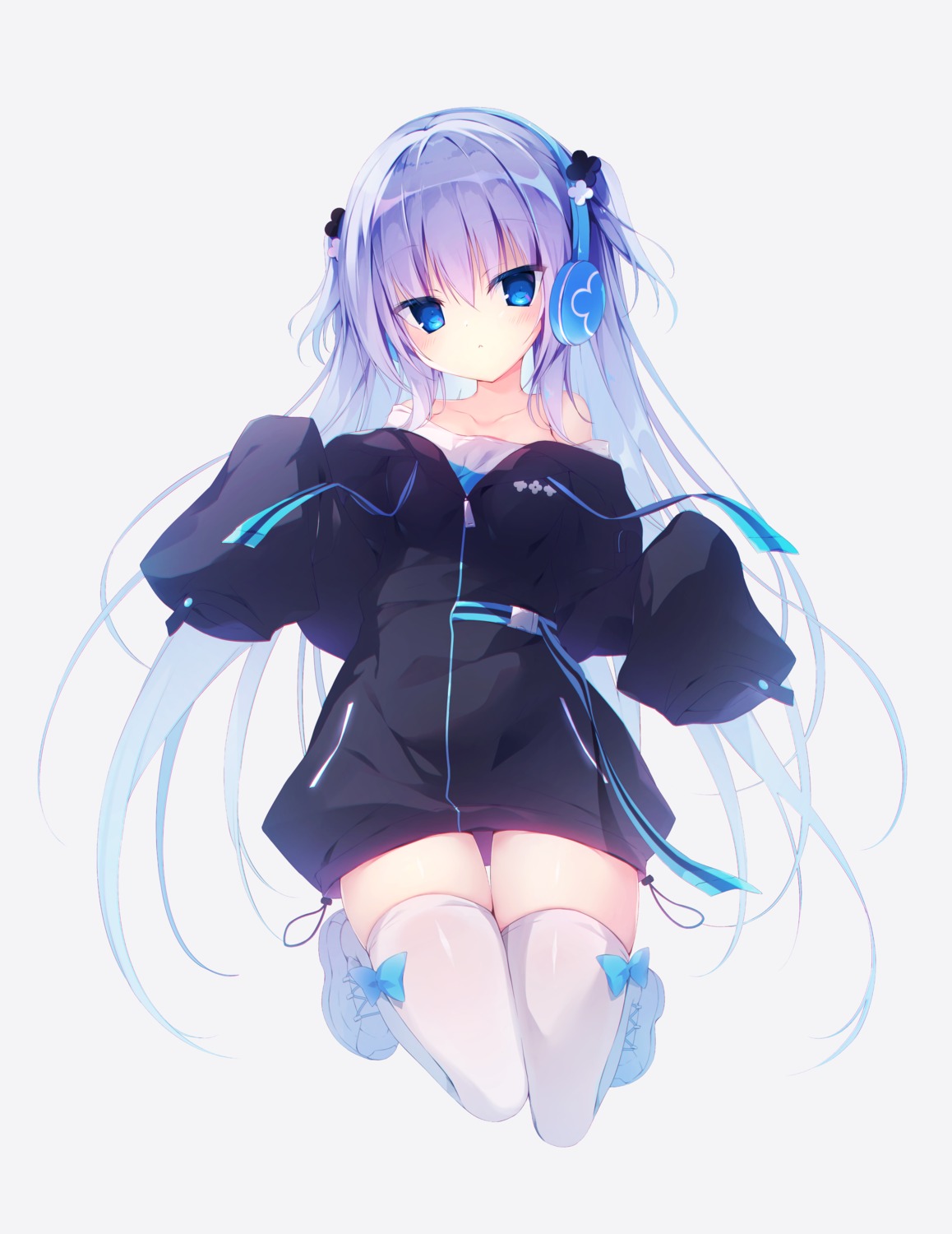 aisu_mint, headphones, muku_(apupop), no_bra, thighhighs