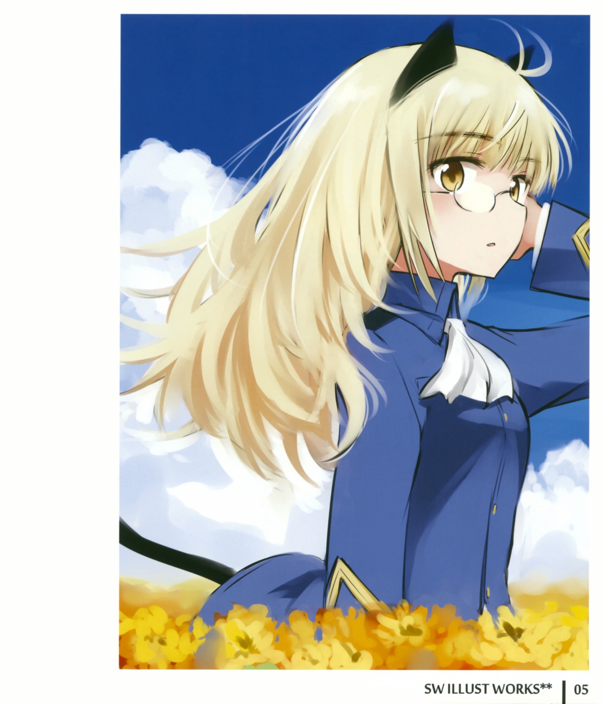 animal_ears, megane, nekomimi, perrine-h._clostermann, strike_witches, tail, tsuchii_(ramakifrau), uniform