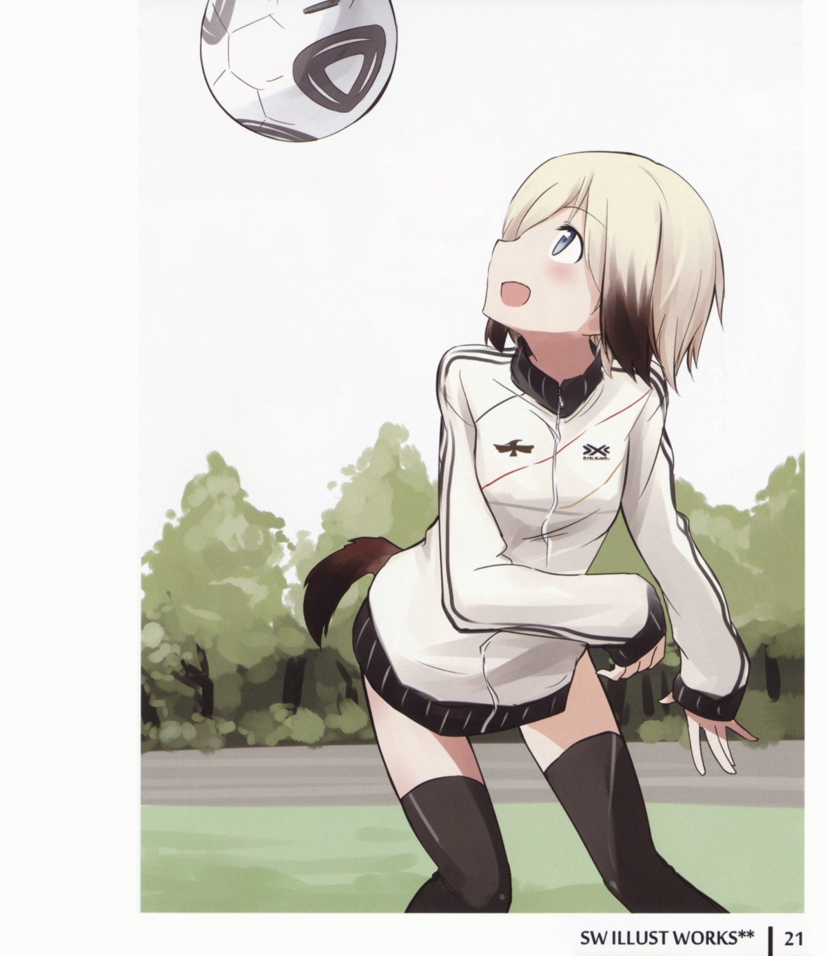 erica_hartmann, soccer, strike_witches, tail, thighhighs, tsuchii_(ramakifrau)