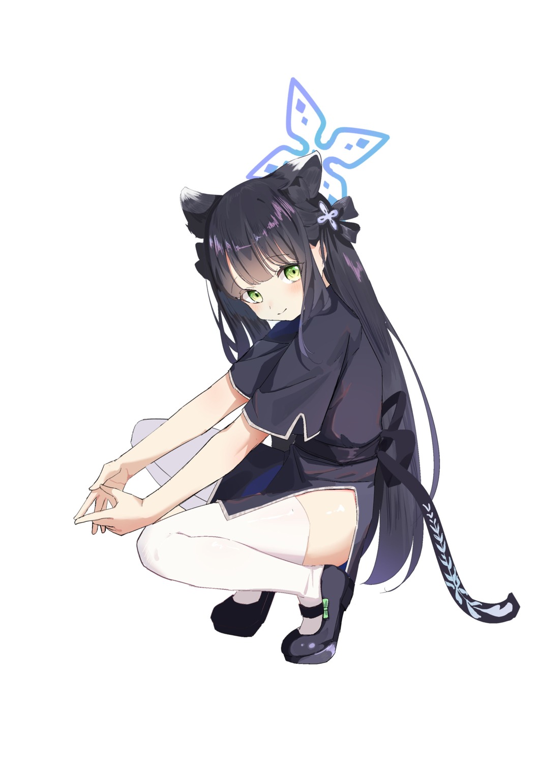 animal_ears, blue_archive, chinadress, etoile, halo, skirt_lift, sunohara_shun, tail, thighhighs