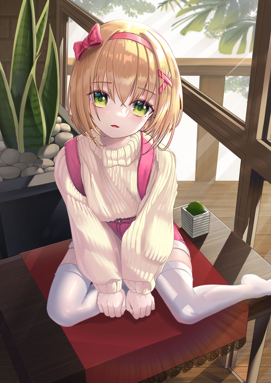 hallo_(rltkdydrltk), sweater, thighhighs