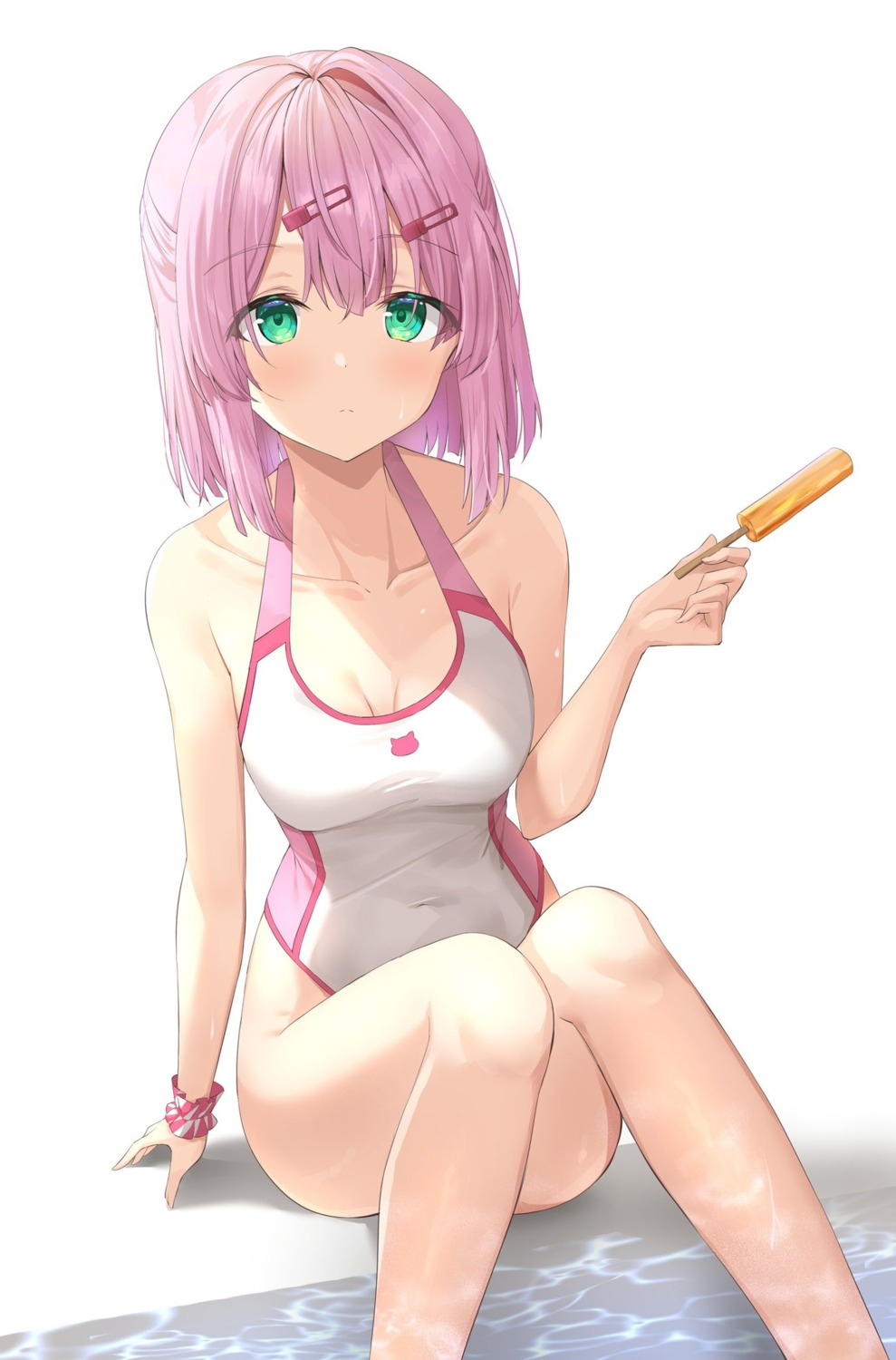 chiyoda_momo, cleavage, kanaria_hisagi, machikado_mazoku, no_bra, swimsuits