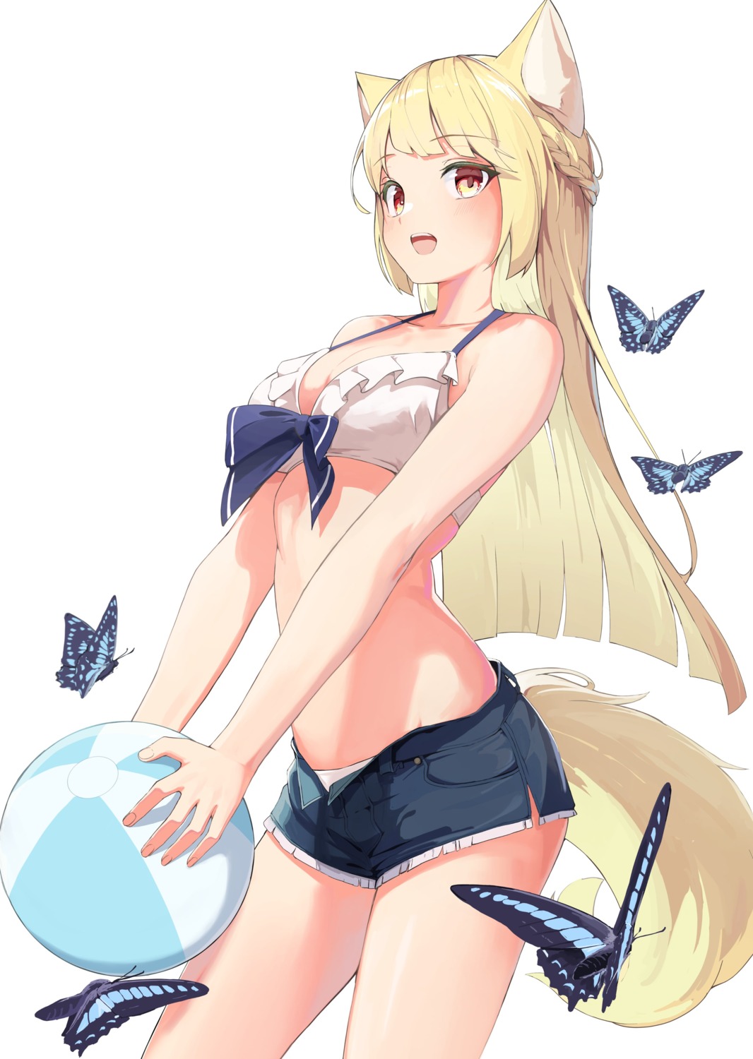 animal_ears, bikini_top, mikisai, nekomimi, swimsuits, tail