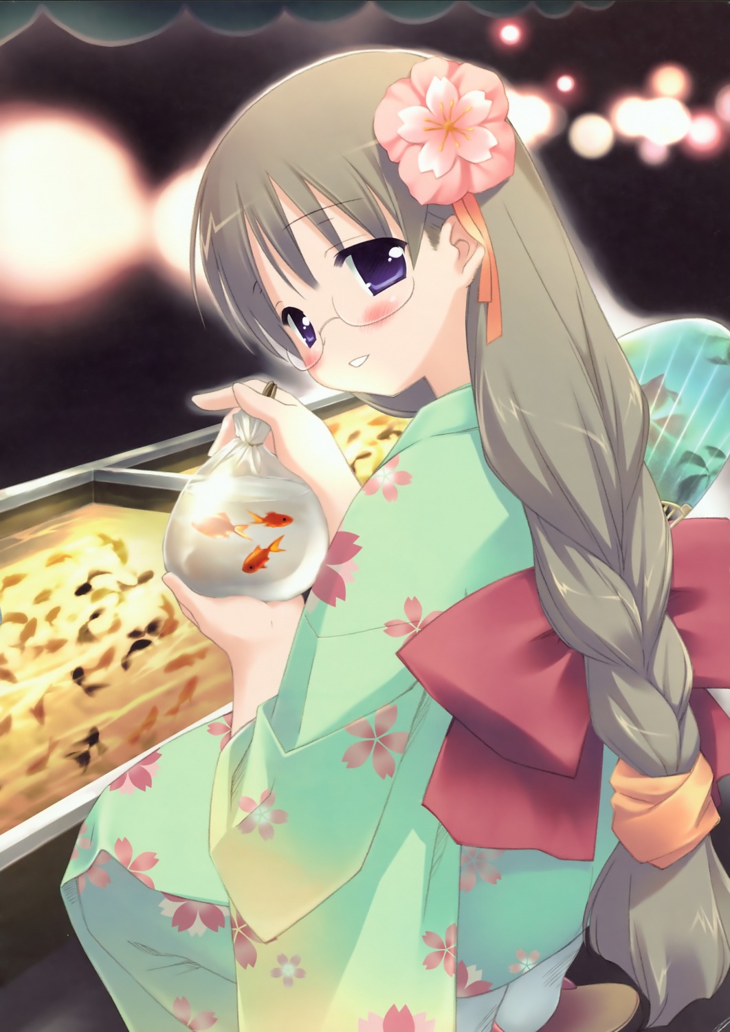 amesarasa, fujinomori_hanaka, gayarou, megane, yukata