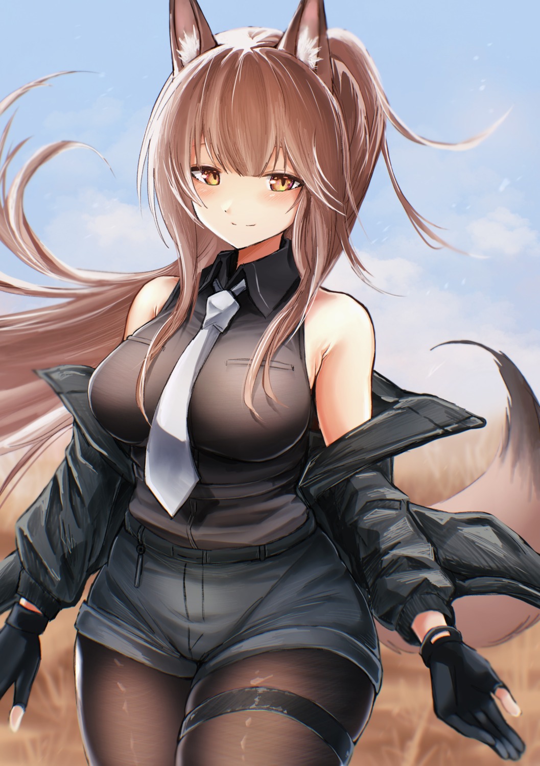 animal_ears, arknights, franka_(arknights), garter, pantyhose, tagme, tail