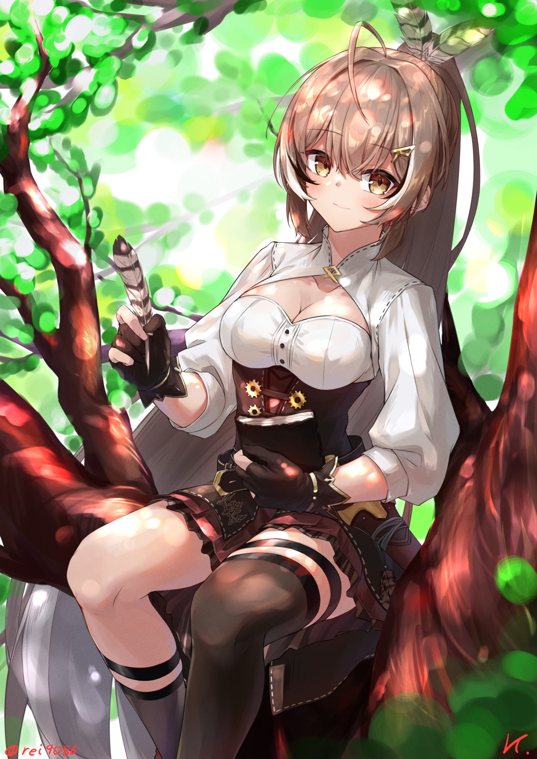 cleavage, garter, gin9684, hololive, hololive_english, nanashi_mumei, thighhighs