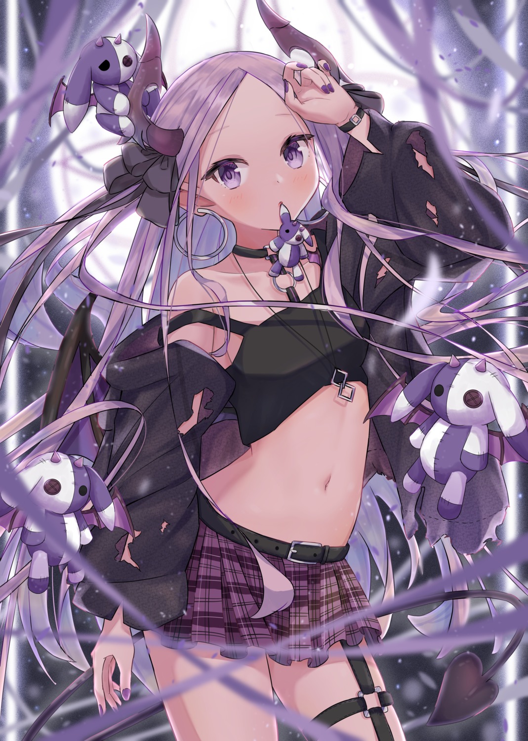 garter, horns, lex_suri12, tail, torn_clothes, wings