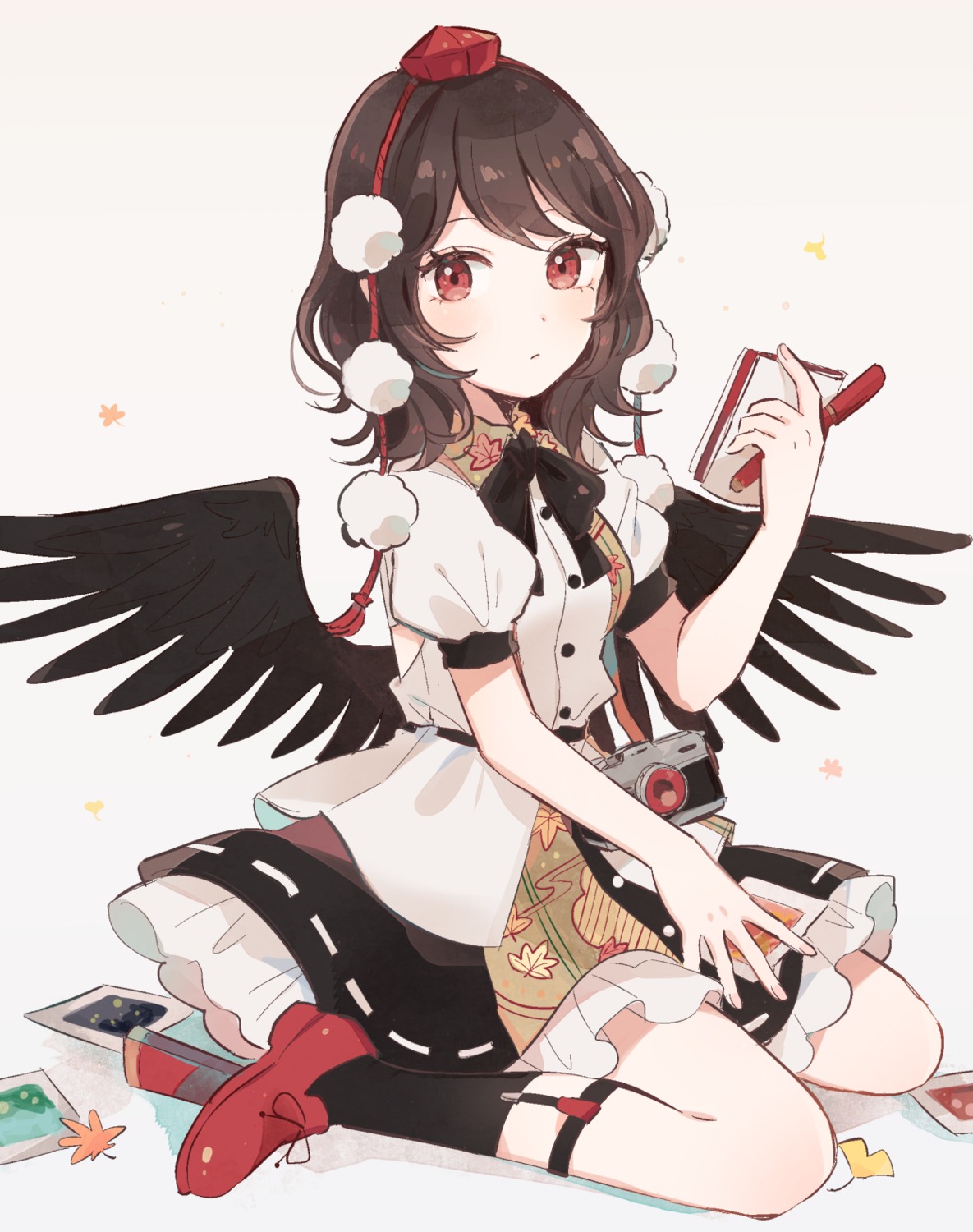 mozukuzu_(manukedori), pointy_ears, shameimaru_aya, touhou, wings