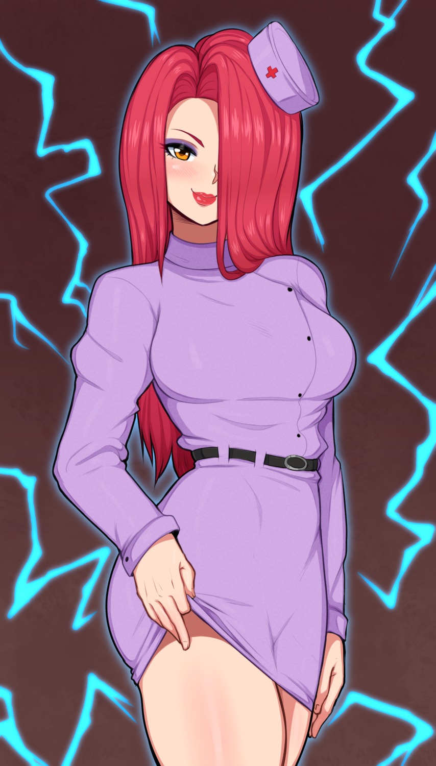 afrobull, nurse, ruka_(yuu_yuu_hakusho), skirt_lift, yuu_yuu_hakusho