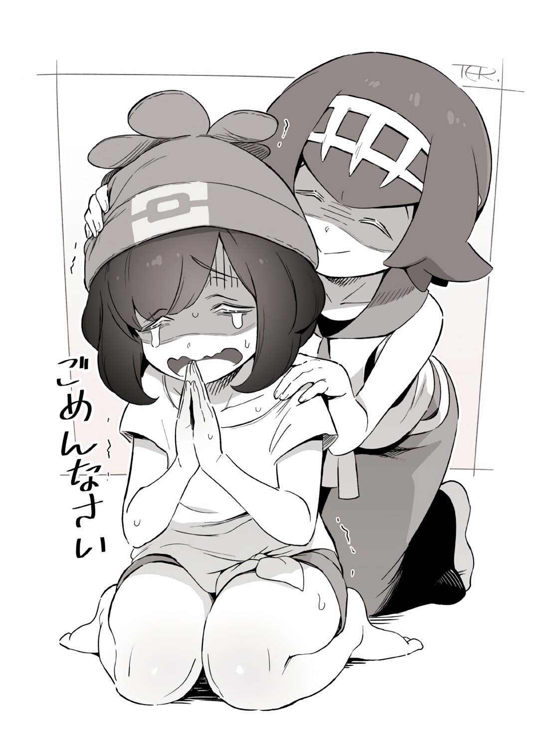 mizuki_(pokemon), monochrome, pokemon, pokemon_sm, pokemon_usum, suiren_(pokemon), toku_(ke7416613)