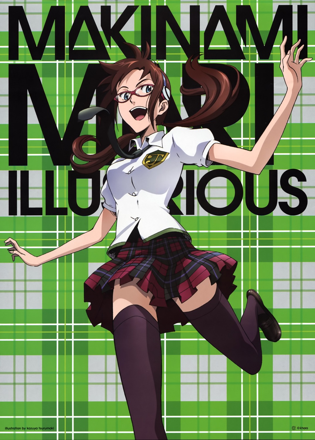 makinami_mari_illustrious, megane, neon_genesis_evangelion, seifuku, thighhighs, tsurumaki_kazuya