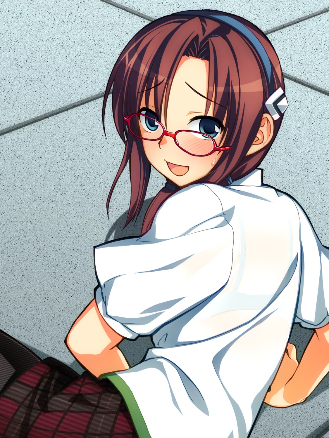 makinami_mari_illustrious, megane, neon_genesis_evangelion, pantyhose, seifuku, yuuki_keisuke