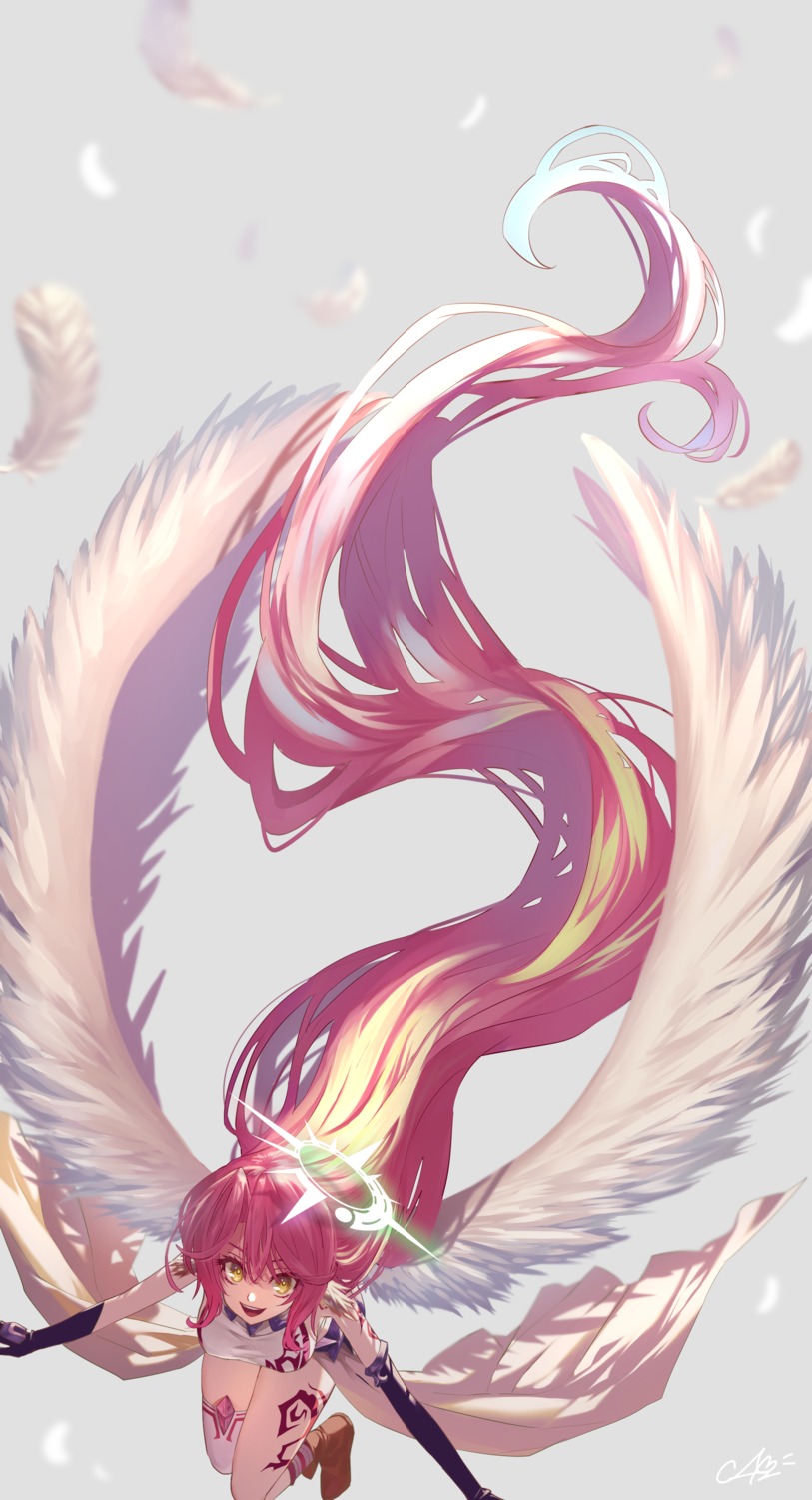 a2k2, angel, animal_ears, jibril_(no_game_no_life), no_bra, no_game_no_life, no_game_no_life_desu!, no_game_no_life_zero, tattoo, thighhighs, wings