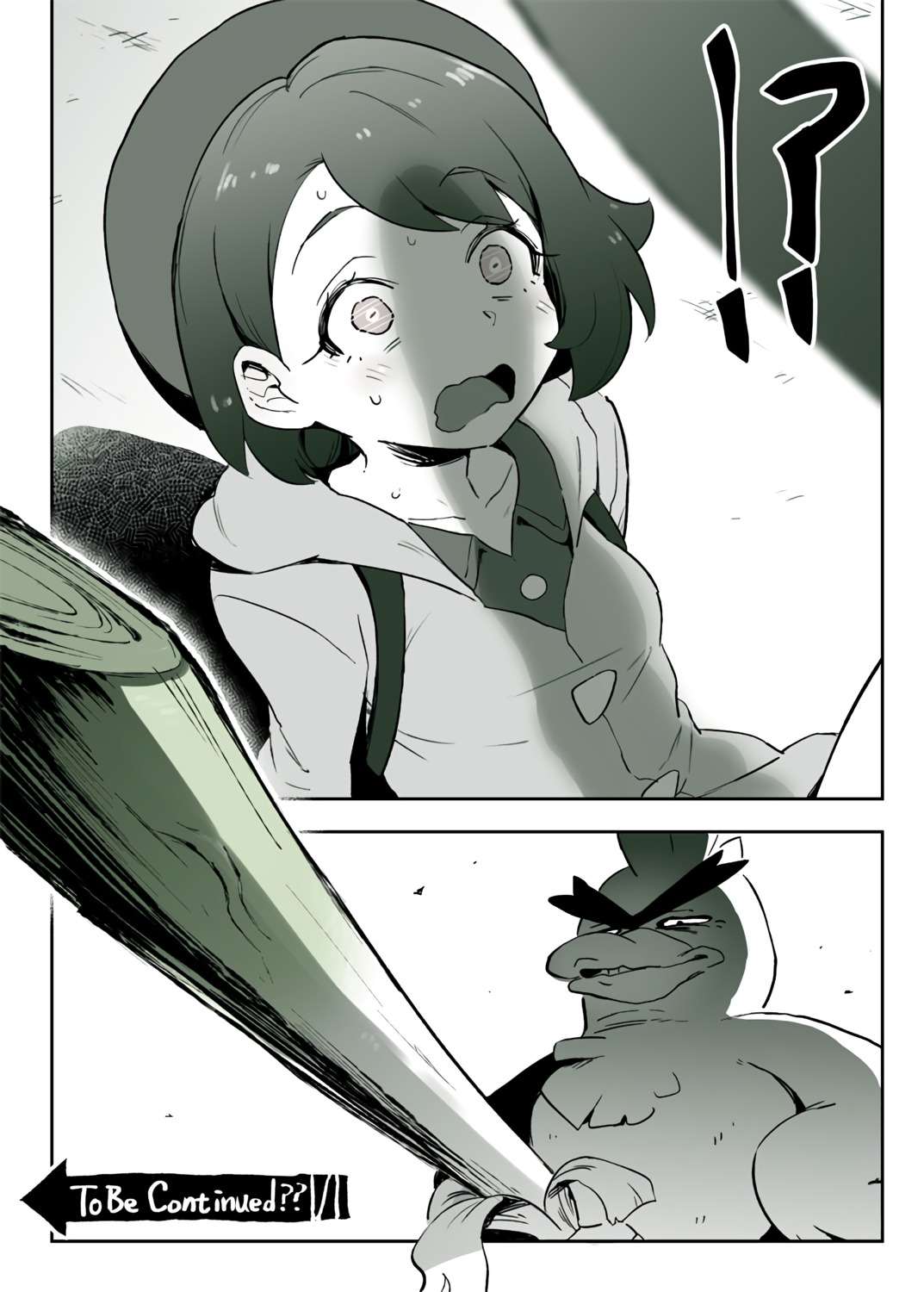 dress, monochrome, pokemon, pokemon_swsh, toku_(ke7416613), weapon, yuuri_(pokemon)