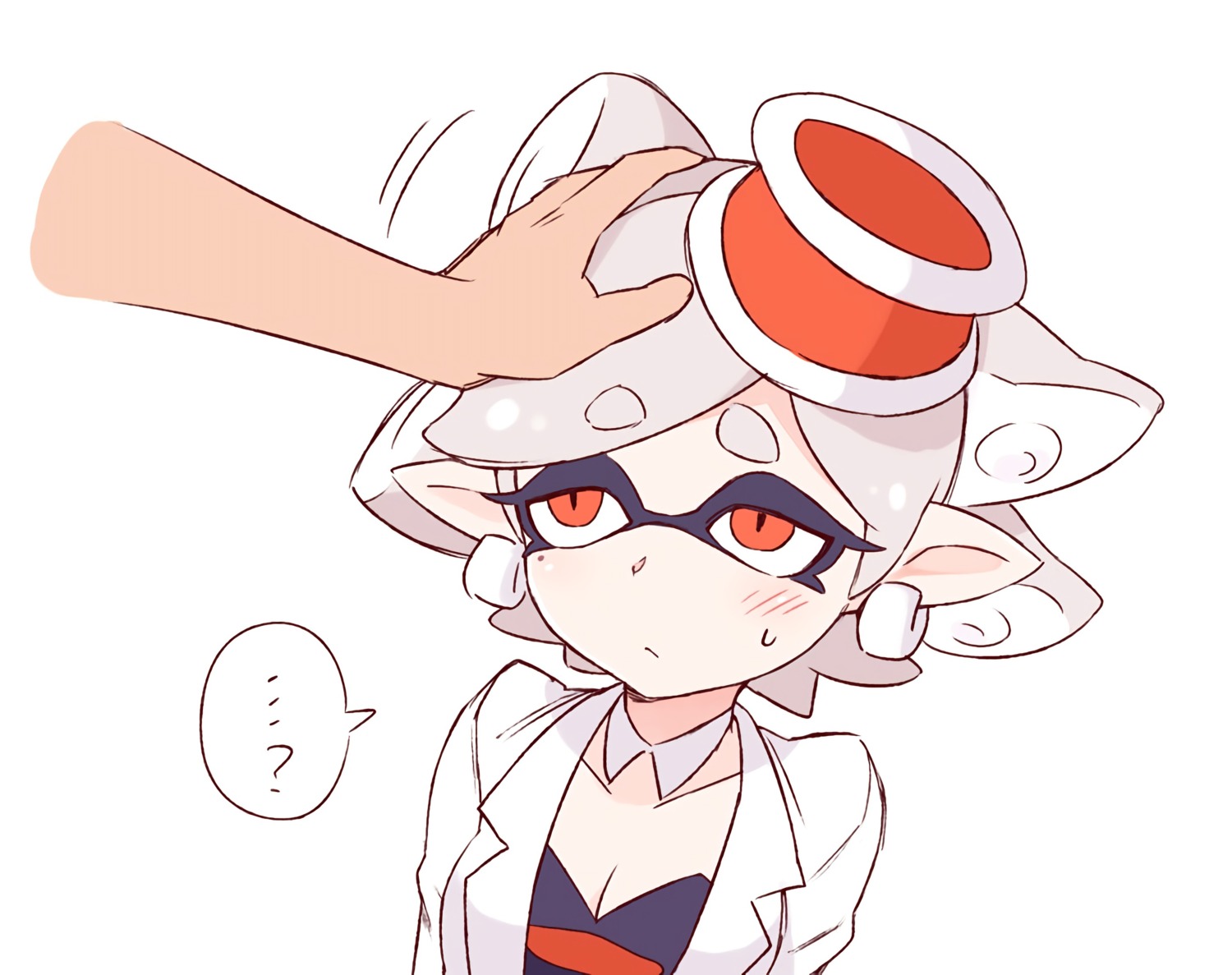 cleavage, marie_(splatoon), pointy_ears, splatoon, toku_(ke7416613)