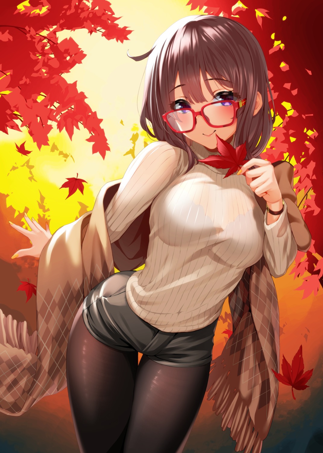 megane, pantyhose, saruchitan, sweater