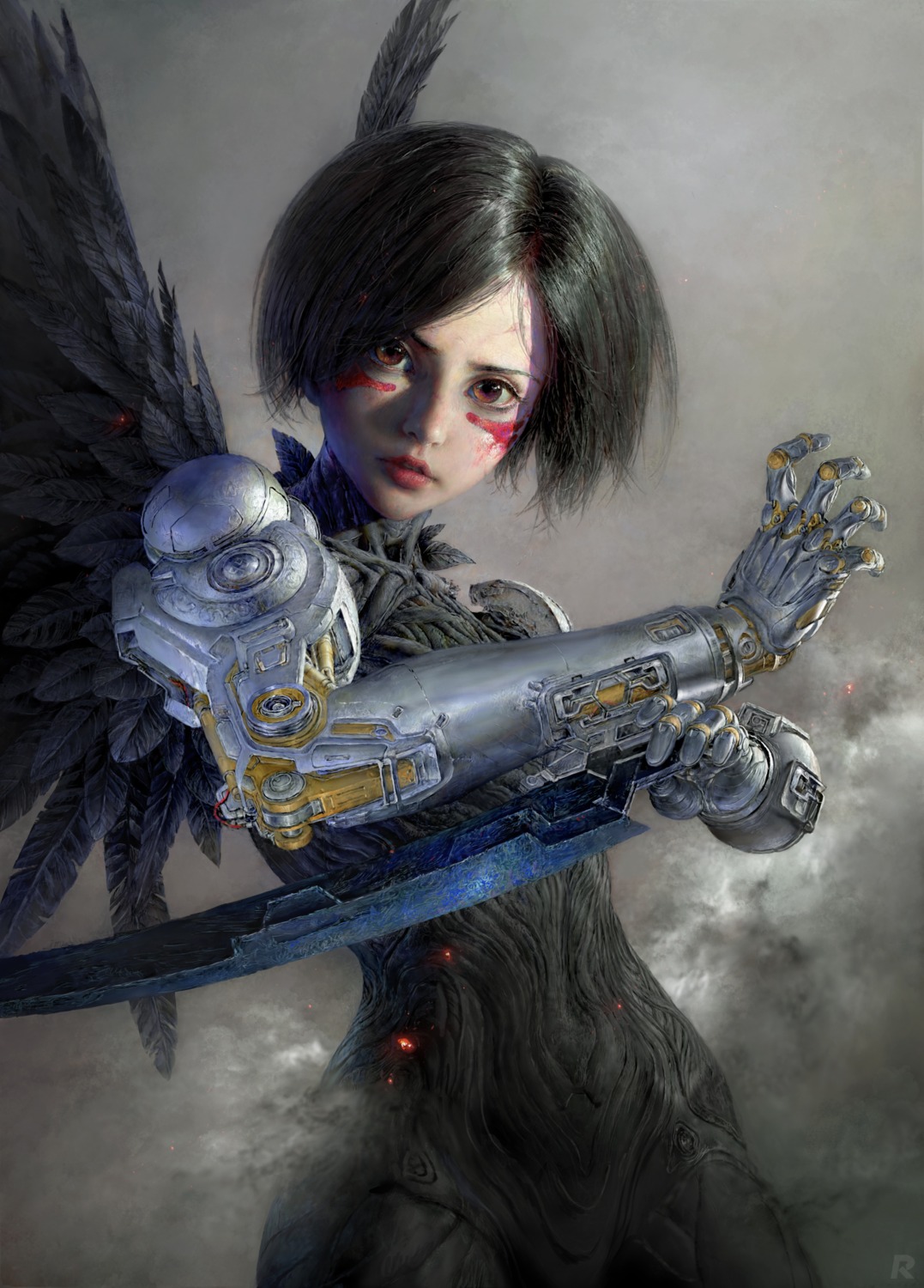 gally, gunnm, mecha_musume, ruanjia, weapon, wings