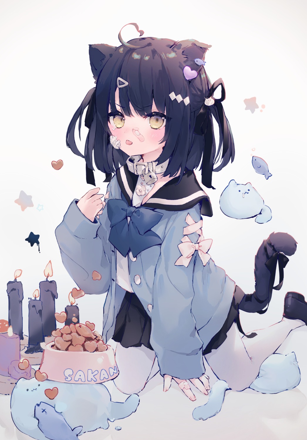 animal_ears, bandaid, seifuku, suzumori_uina, tail
