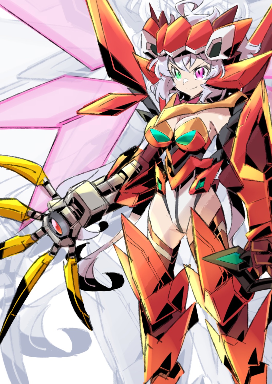 cleavage, code_geass, cosplay, heterochromia, leotard, mecha_musume, mutsuki_riichi, senki_zesshou_symphogear, sketch, thighhighs, yukine_chris