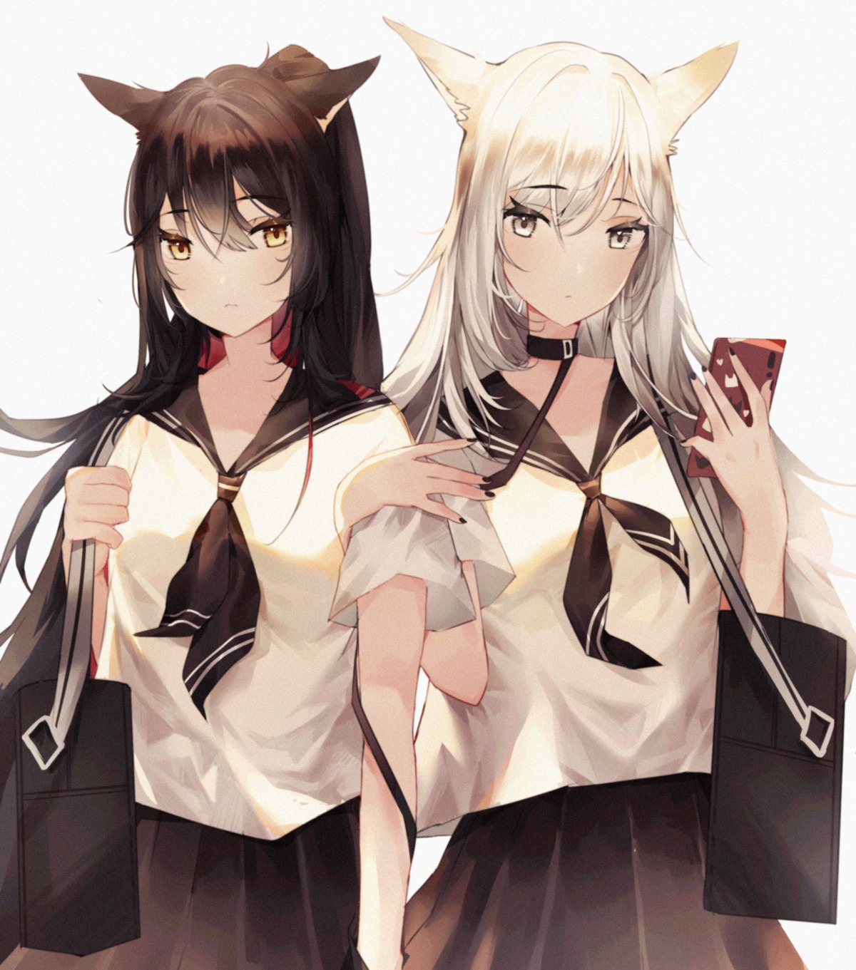 animal_ears, arknights, lappland_(arknights), seifuku, texas_(arknights), xiongshouji