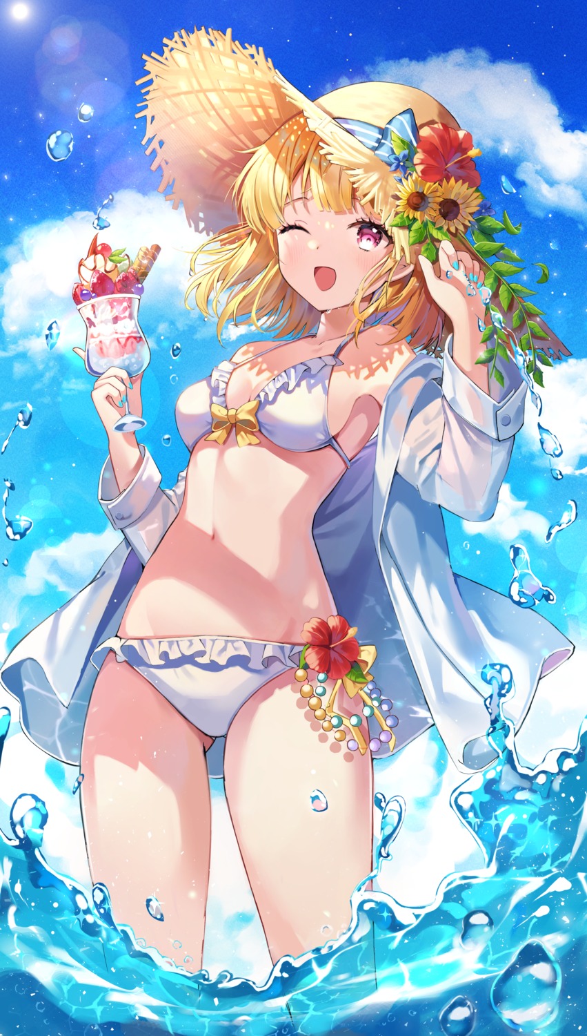 auro_drm, bikini, open_shirt, see_through, swimsuits, wet, wet_clothes
