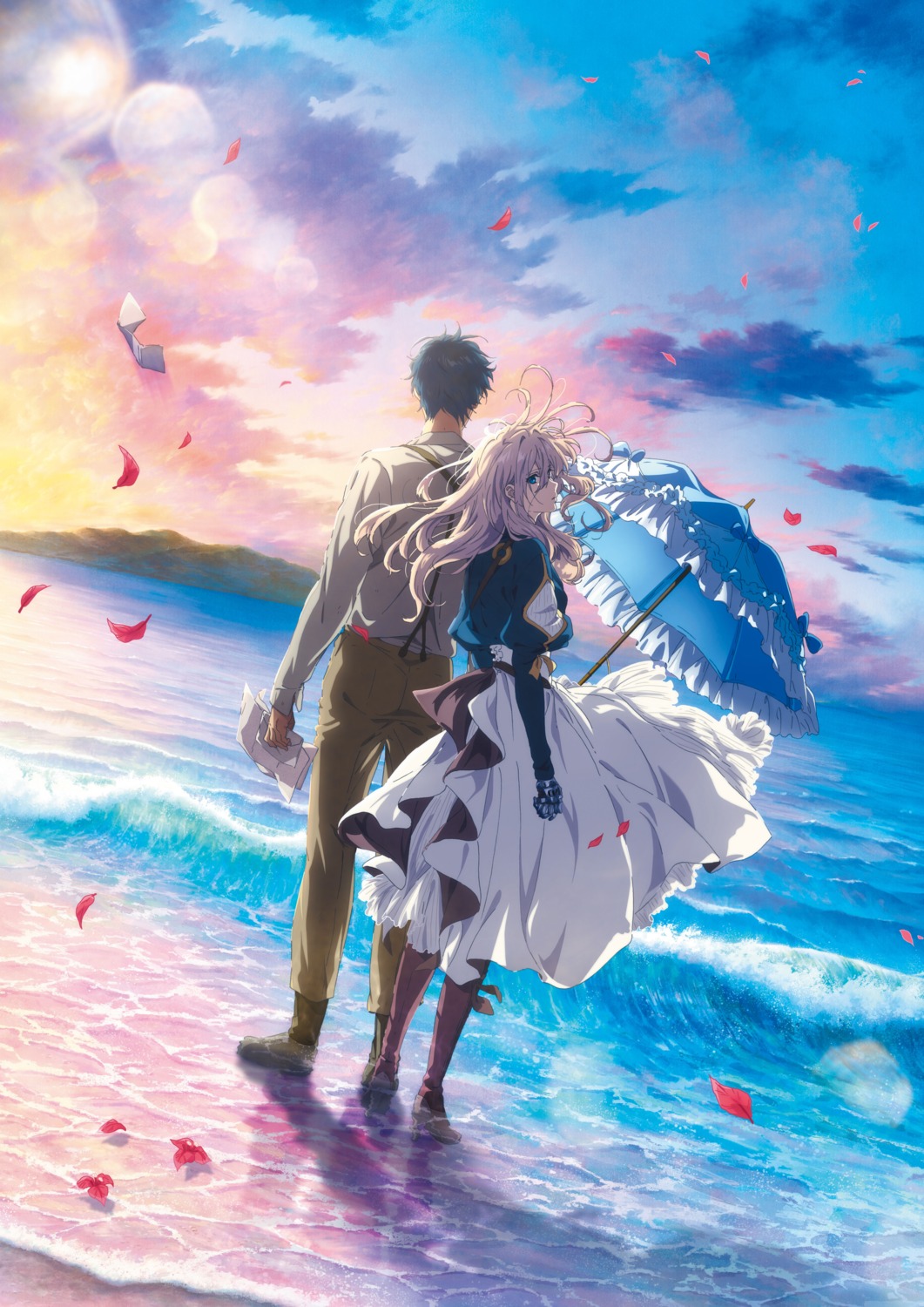 dress, gilbert_bougainvillea, heels, mecha_musume, skirt_lift, tagme, umbrella, violet_evergarden
