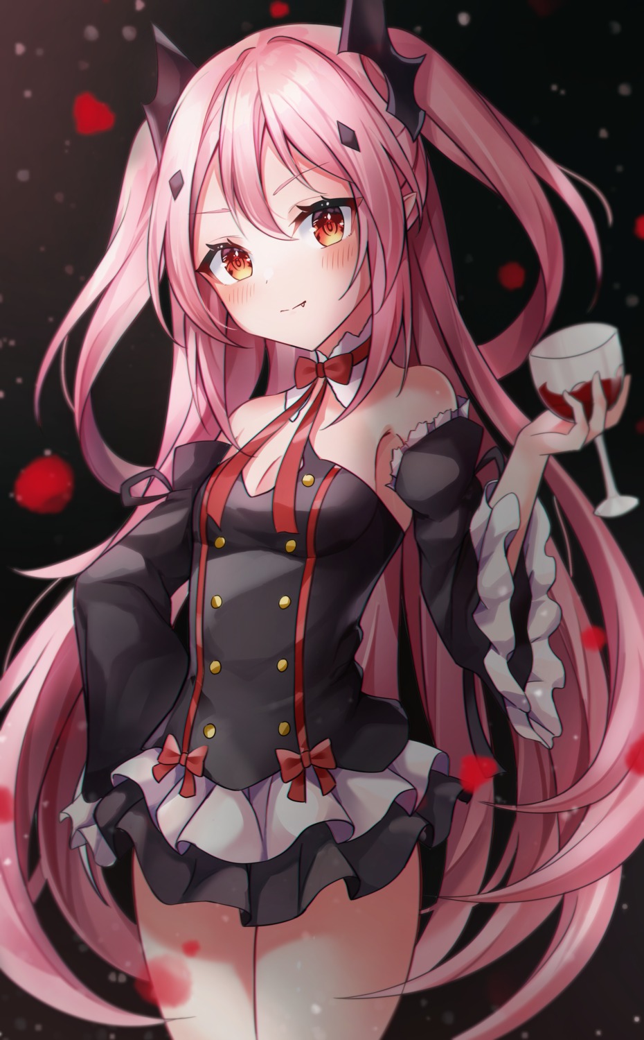cleavage, danyo_(chung0226), dress, krul_tepes, owari_no_seraph, pointy_ears