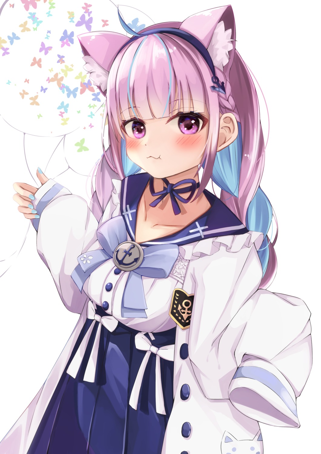 animal_ears, hololive, minato_aqua, minertime, nekomimi, seifuku