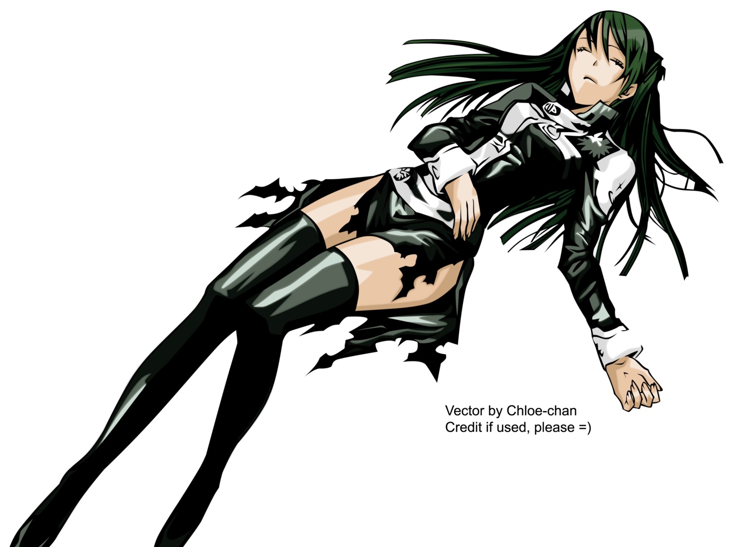 d.gray-man, lenalee_lee, thighhighs, vector_trace, watermark