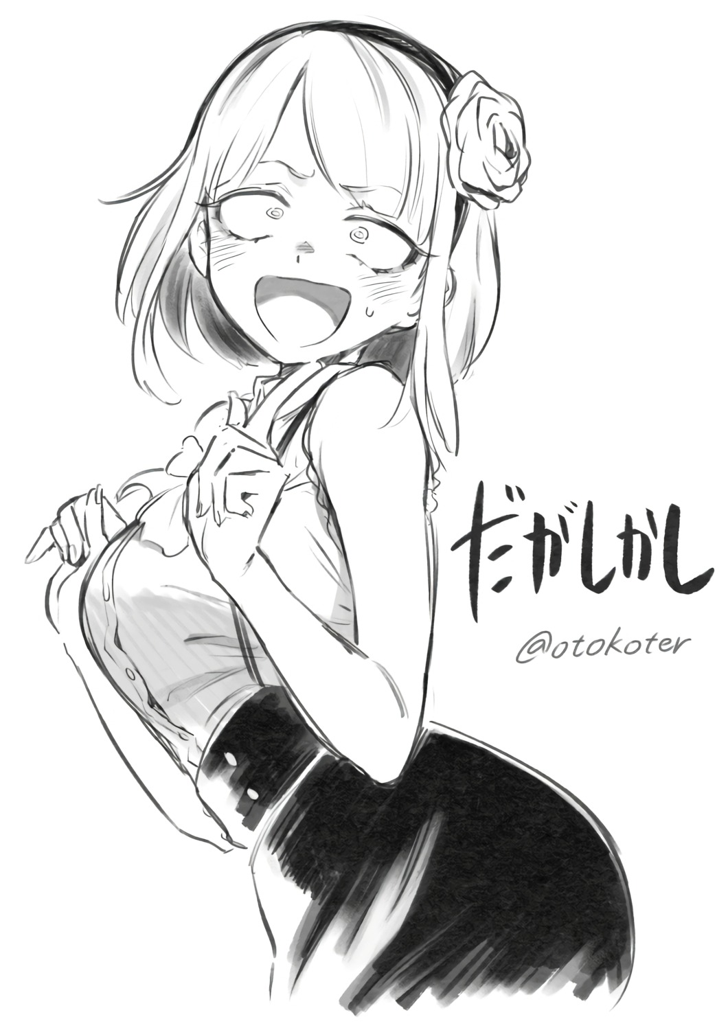 dagashi_kashi, monochrome, shidare_hotaru, sketch, toku_(ke7416613)