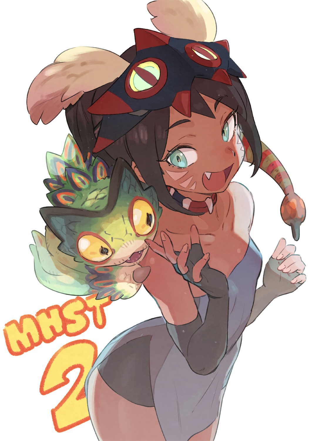 animal_ears, monster, monster_hunter, nekomimi, no_bra, toku_(ke7416613)