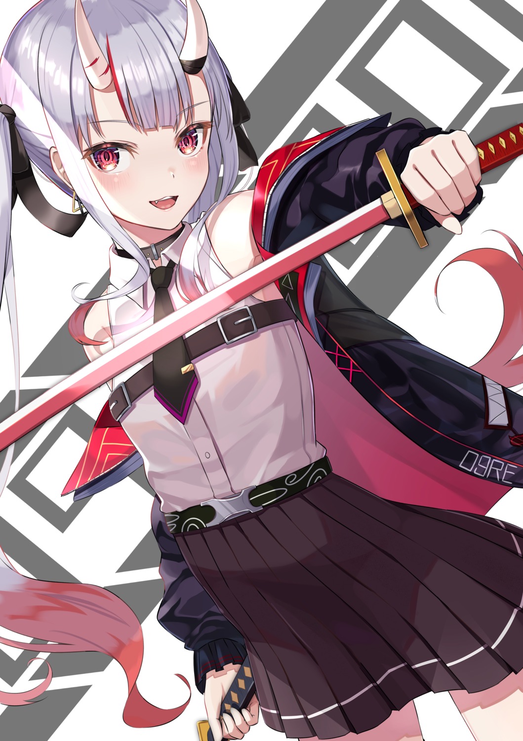 hololive, horns, nakiri_ayame, ringopan, sword