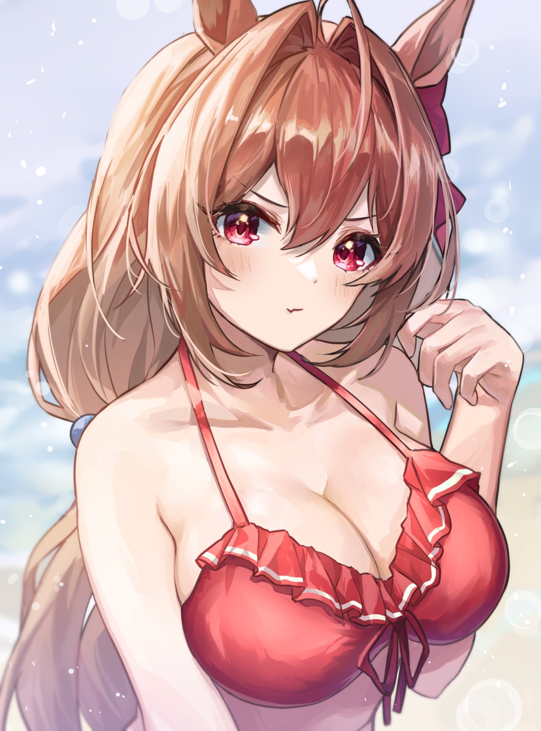 animal_ears, bikini, cleavage, daiwa_scarlet_(umamusume), shino_sto, swimsuits, uma_musume_pretty_derby