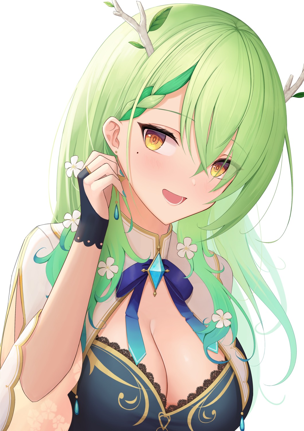 abeen_jhong, ceres_fauna, cleavage, hololive, hololive_english, horns