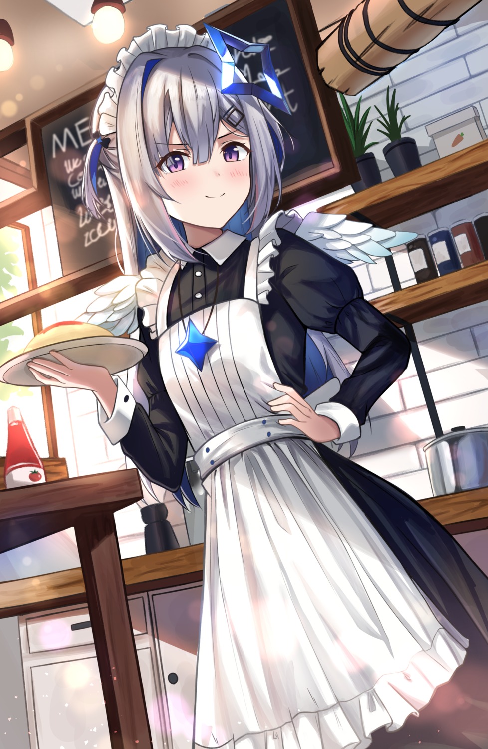 amane_kanata, angel, hololive, maid, rahy, wings