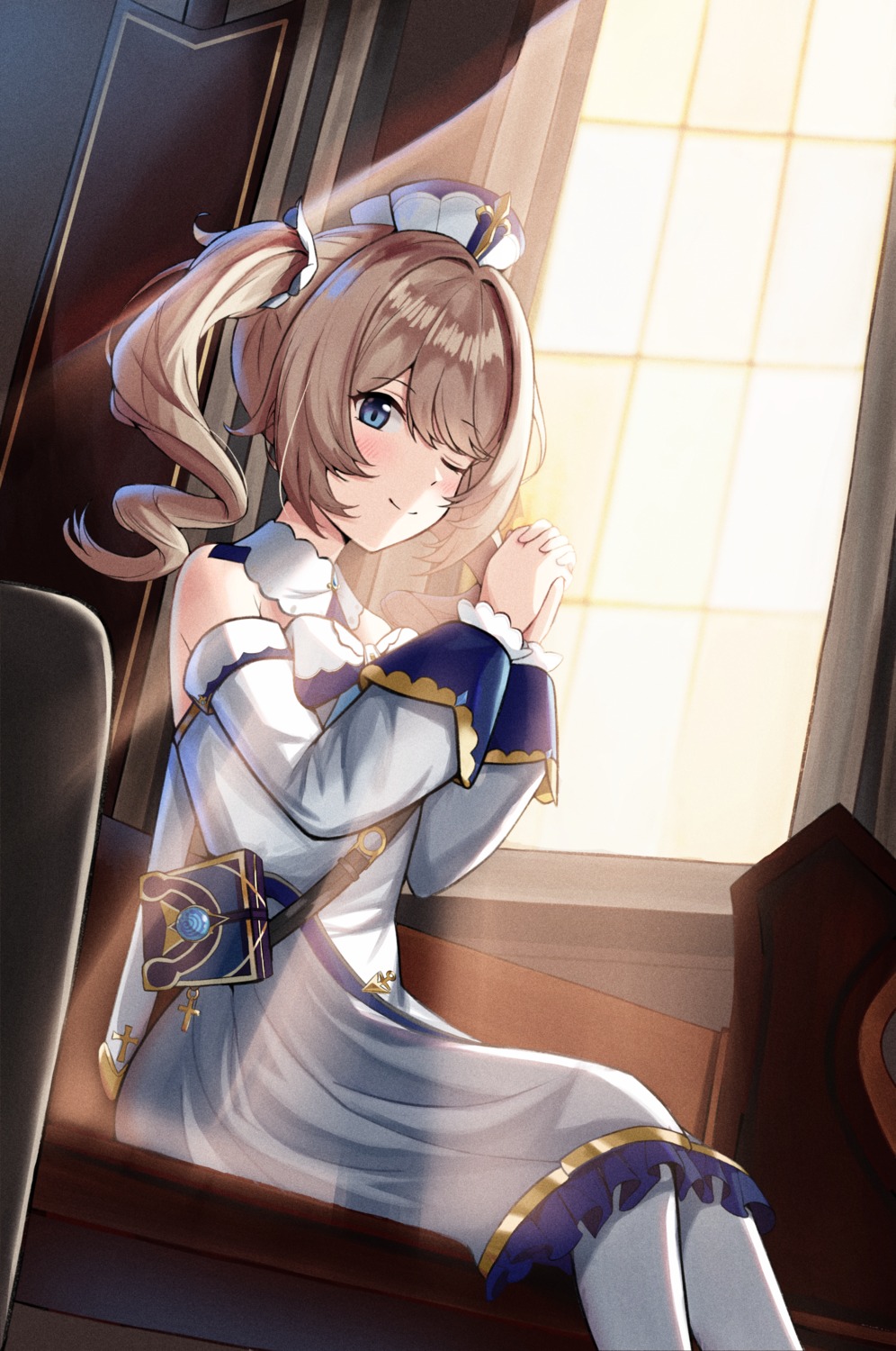 barbara_(genshin_impact), dress, genshin_impact, pantyhose, rahy