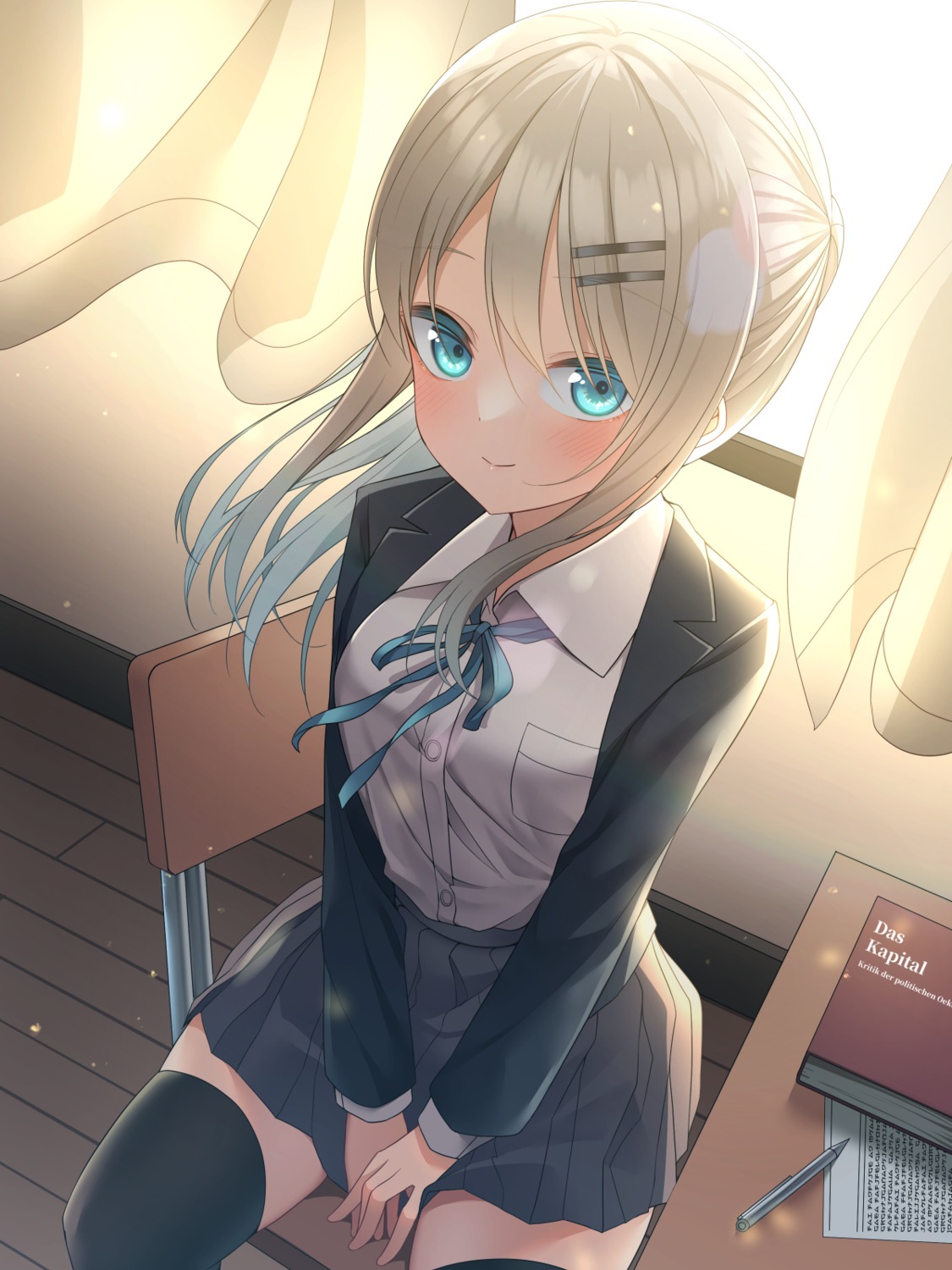 menbou_(menbow3v), seifuku, skirt_lift, thighhighs