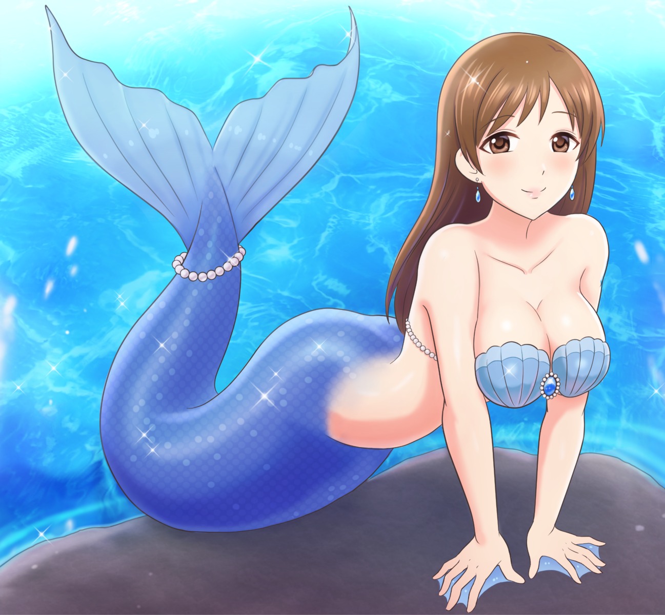 bikini_top, bottomless, kiria_ai, mermaid, monster_girl, nitta_minami, swimsuits, tail, the_idolm@ster, the_idolm@ster_cinderella_girls