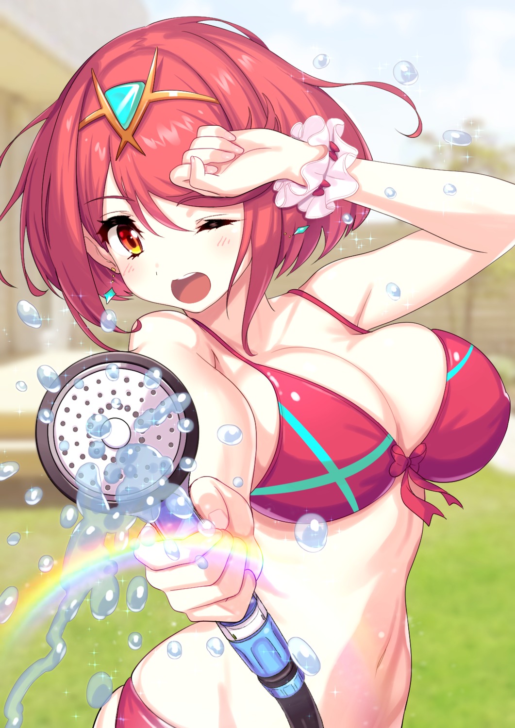 bikini, cleavage, green322, homura_(xenoblade_2), swimsuits, xenoblade_(series), xenoblade_2