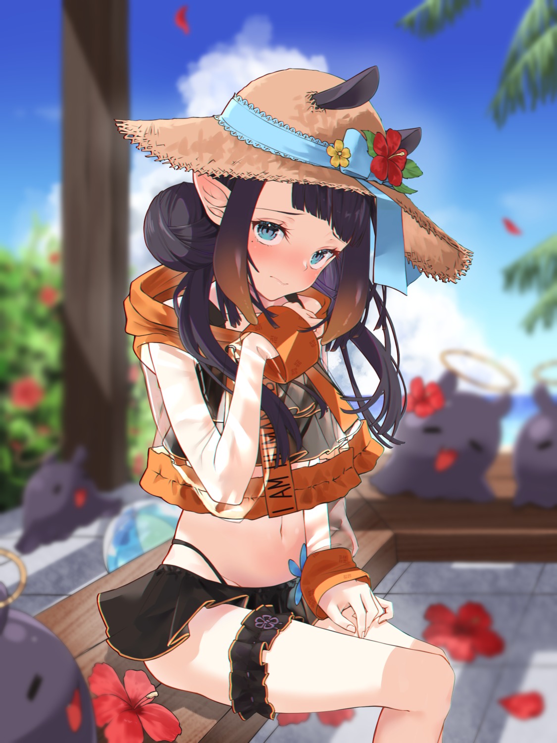 animal_ears, bikini, garter, hololive, hololive_english, kiaoekakishitai, ninomae_ina'nis, pointy_ears