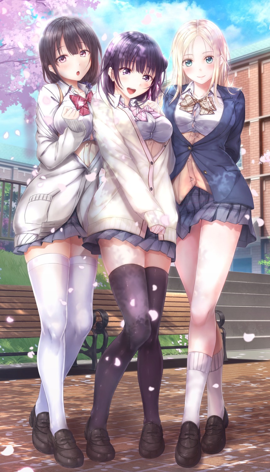 aikiss, aikiss_3, giga, kirisawa_saki, kogure_ikue, seifuku, sweater, thighhighs