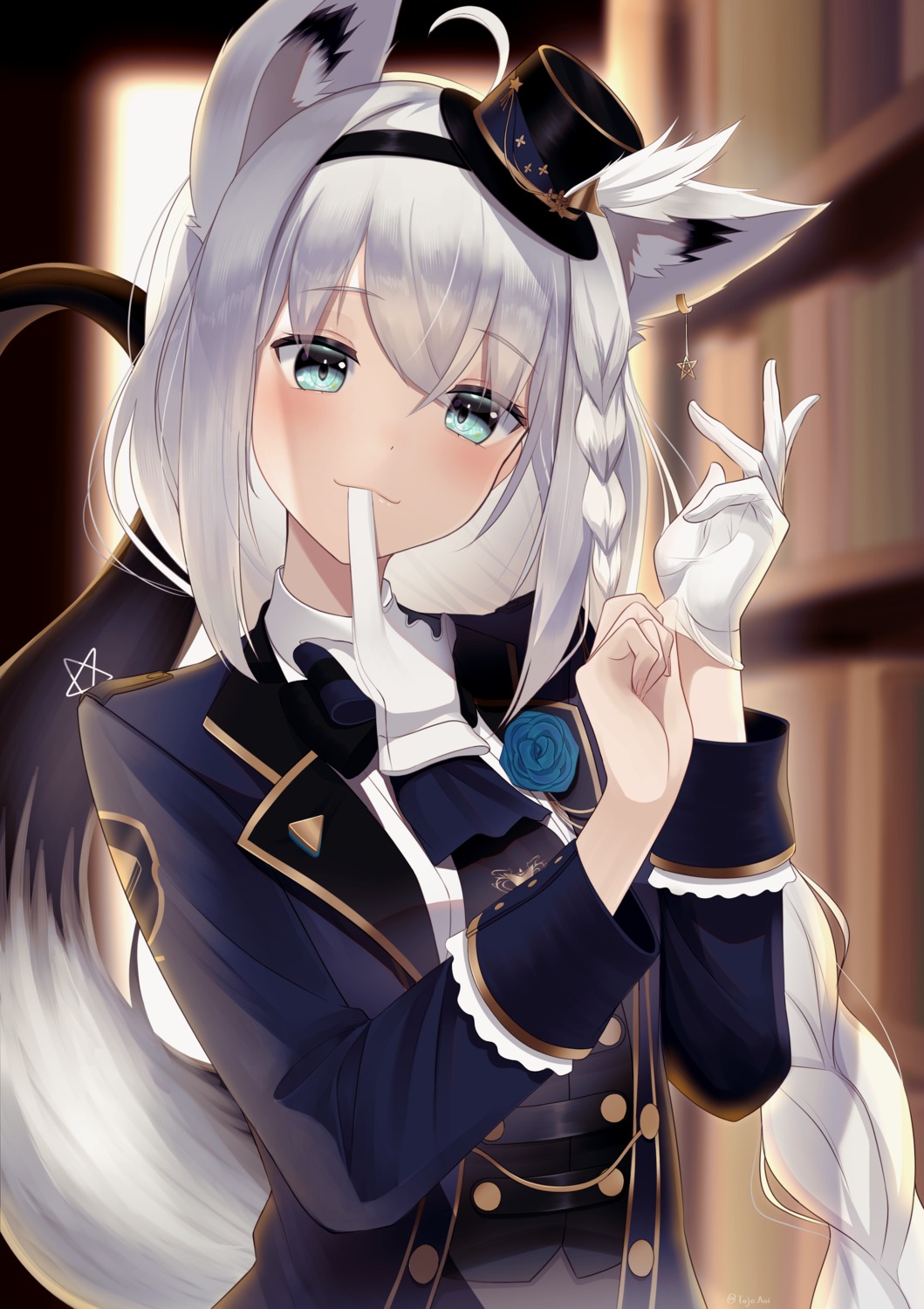 animal_ears, hololive, hololive_gamers, kachikachipiroo, kitsune, shirakami_fubuki, tail