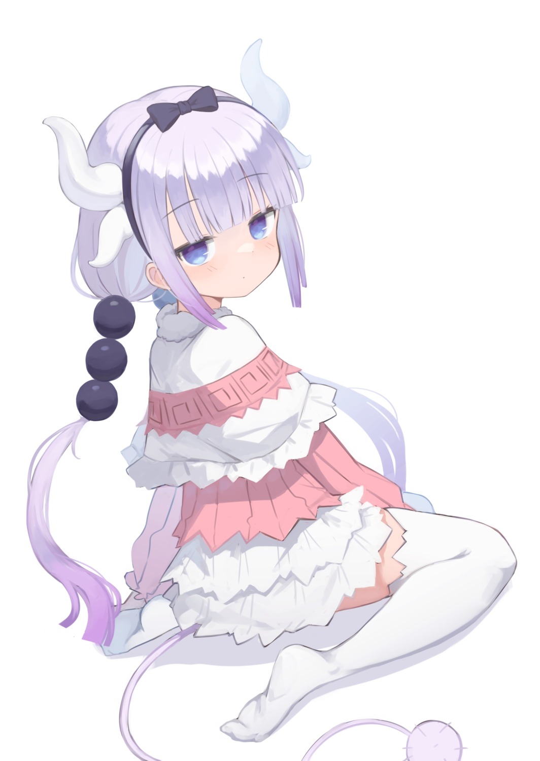 horns, kanna_kamui, klaius, kobayashi-san_chi_no_maidragon, skirt_lift, tail, thighhighs