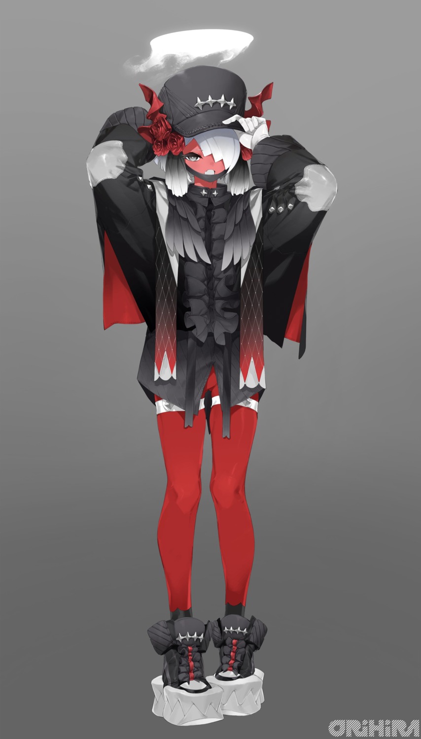 angel, garter, horns, orihira, pantyhose