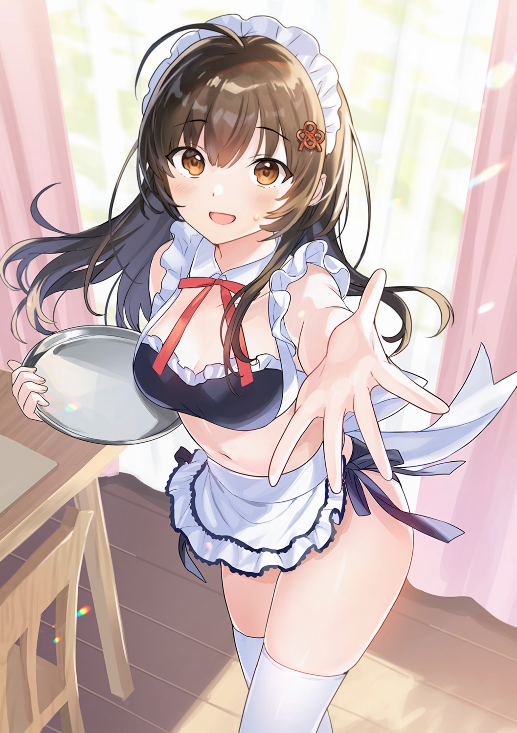 [rouhou]_ore_no_iinazuke_ni_natta_jimiko_ie_dewa_kawaii_shikanai., cleavage, detexted, maid, photoshop, tantan, thighhighs, waitress, watanae_yuuka