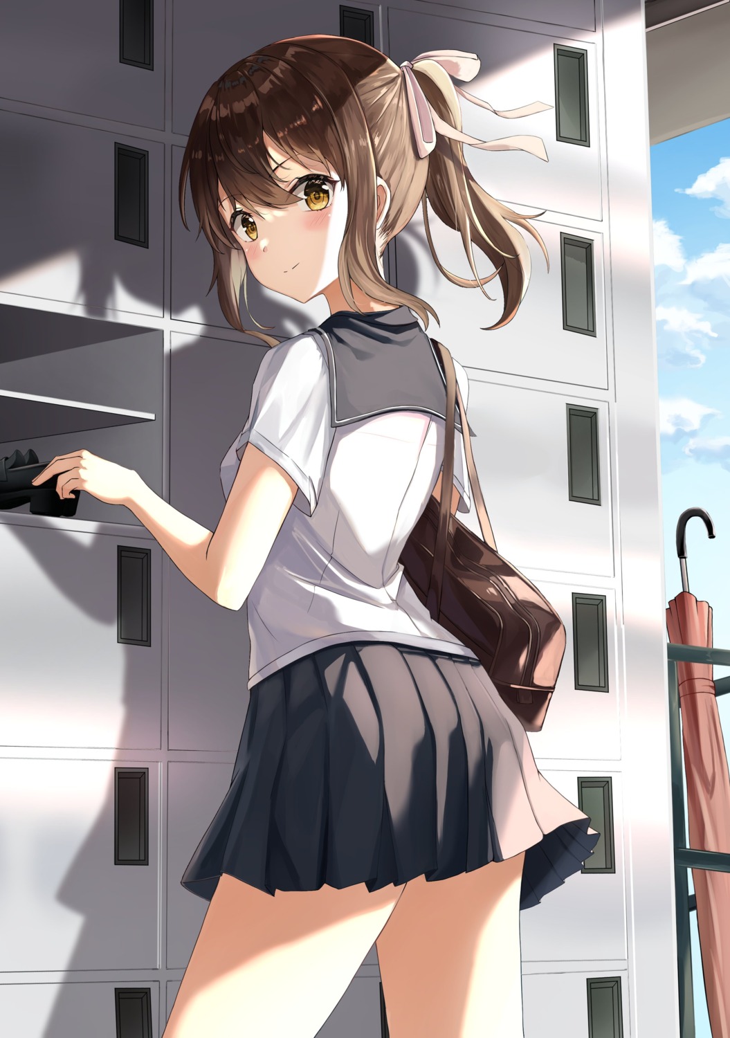 seifuku, umbrella, zeroillya