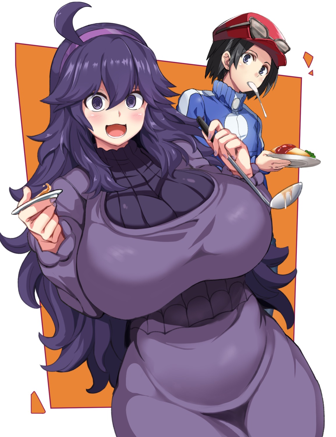 breasts, calme_(pokemon), dress, hex_maniac_(pokemon), maki_ikazuya, megane, pokemon, pokemon_oras, pokemon_xy, sweater, thighhighs