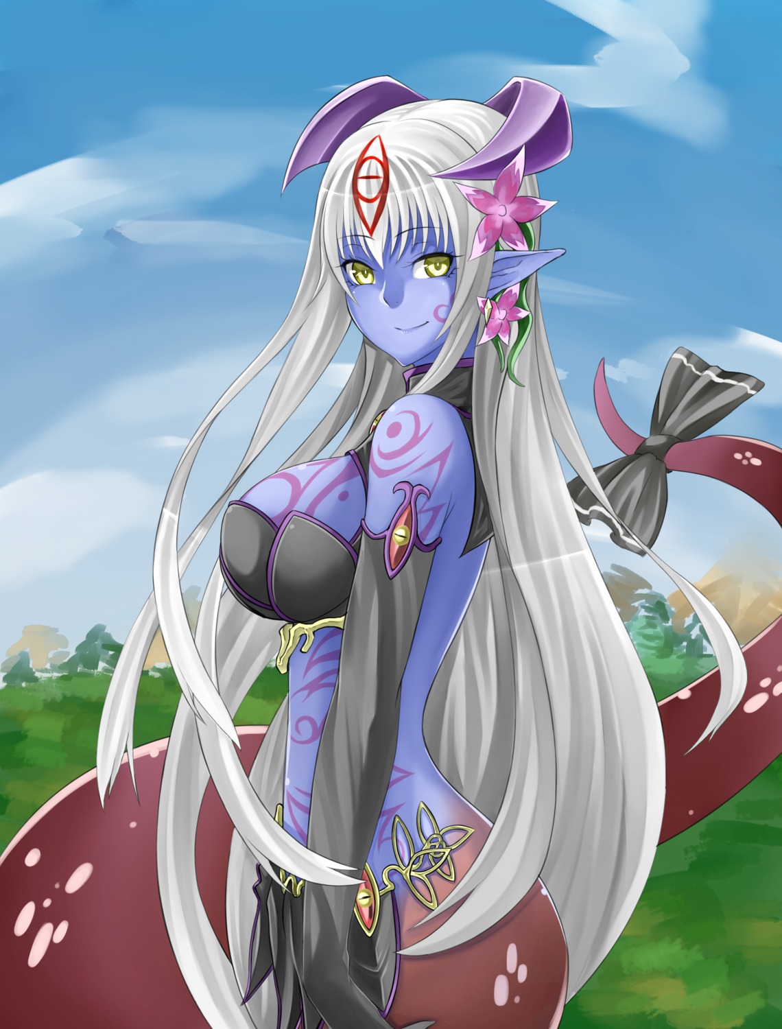 alipheese_fateburn, horns, monster_girl, monster_girl_quest, pointy_ears, tagme, tail, tattoo
