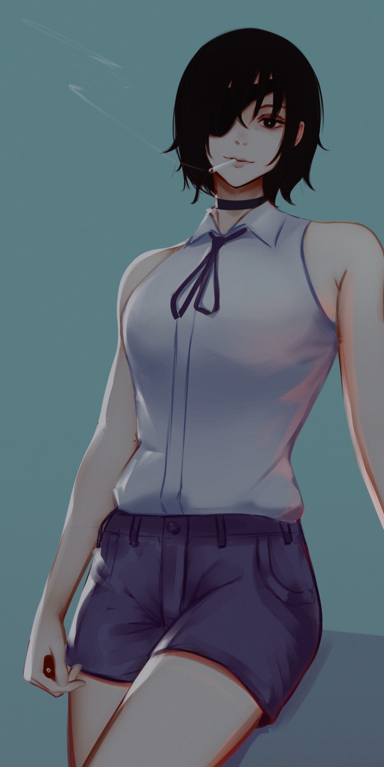 chainsaw_man, eyepatch, himeno_(chainsaw_man), smoking, zaki_(zaki_btw)