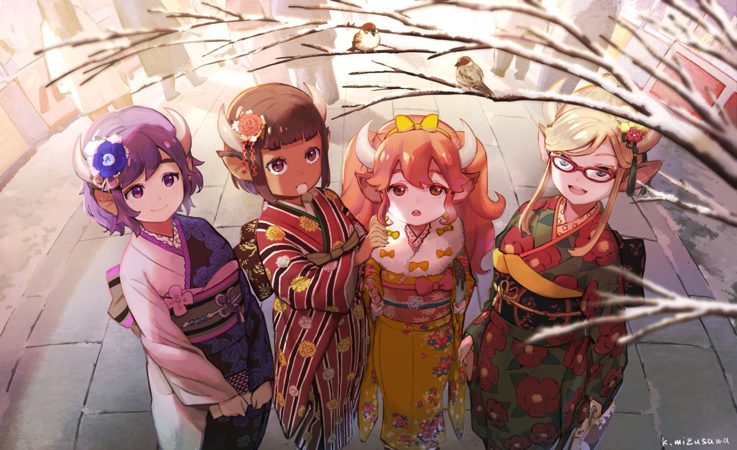 horns, kimono, kyo_mizusawa, megane, pointy_ears